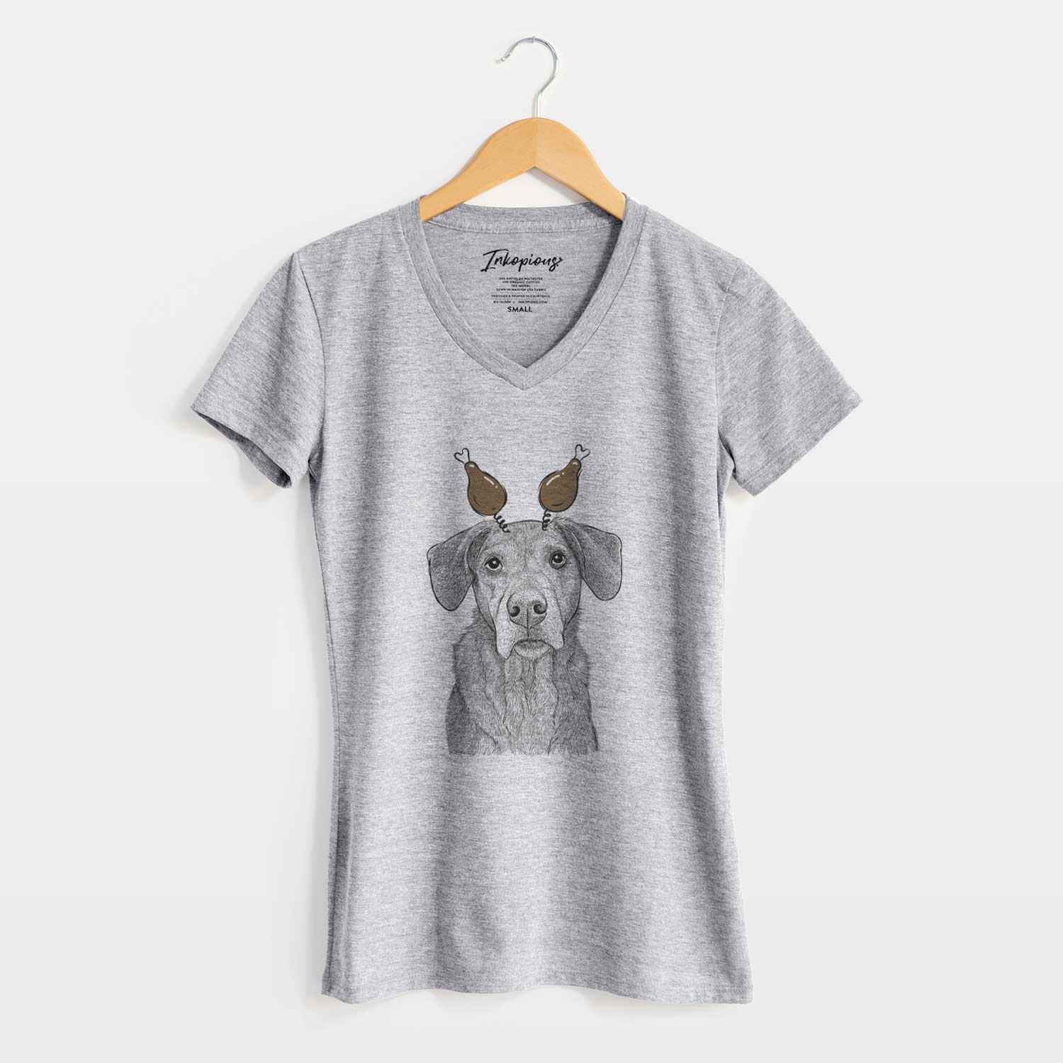 Thanksgiving Gravy the Plott Hound Beagle Mix - Women's V-neck Shirt