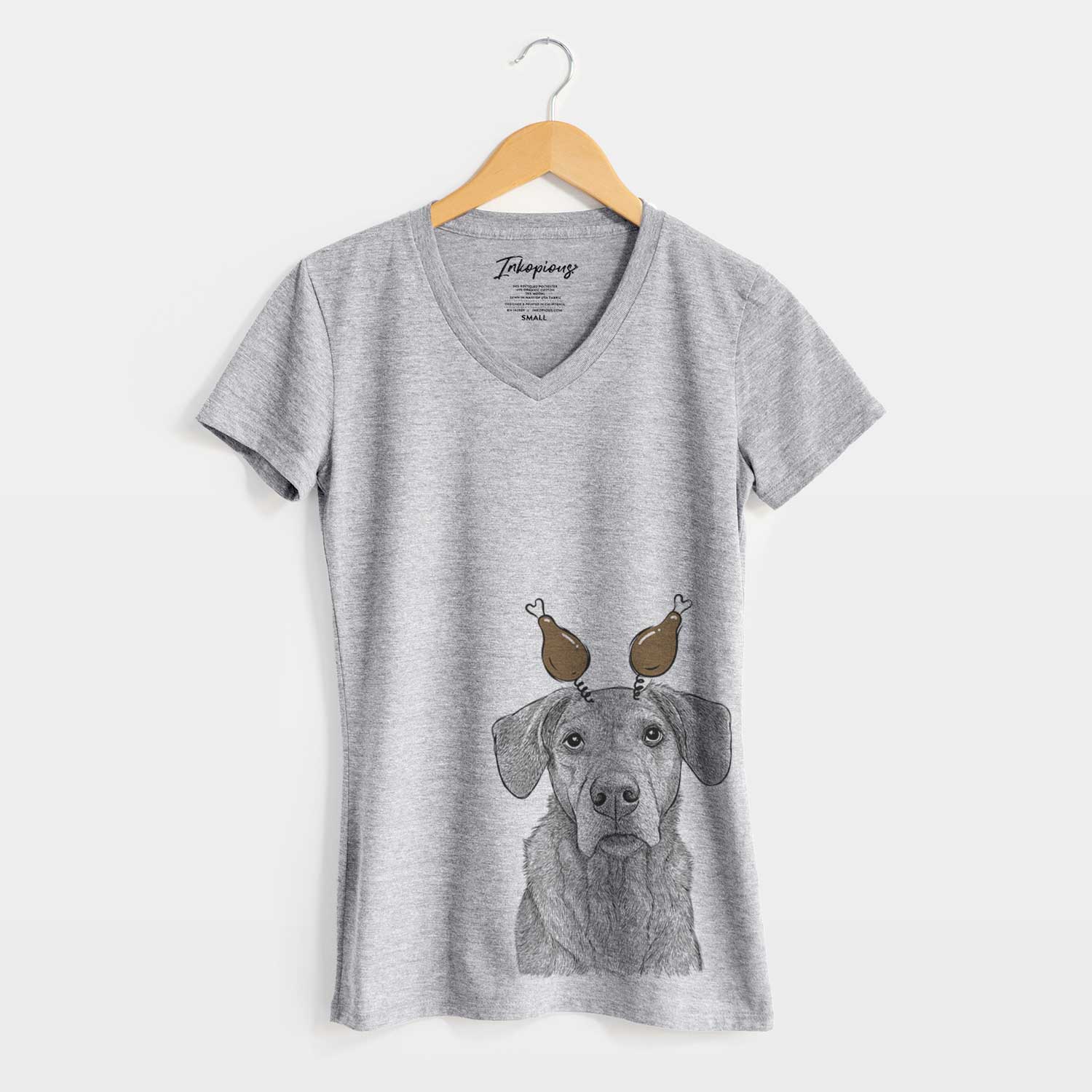 Thanksgiving Gravy the Plott Hound Beagle Mix - Women's V-neck Shirt