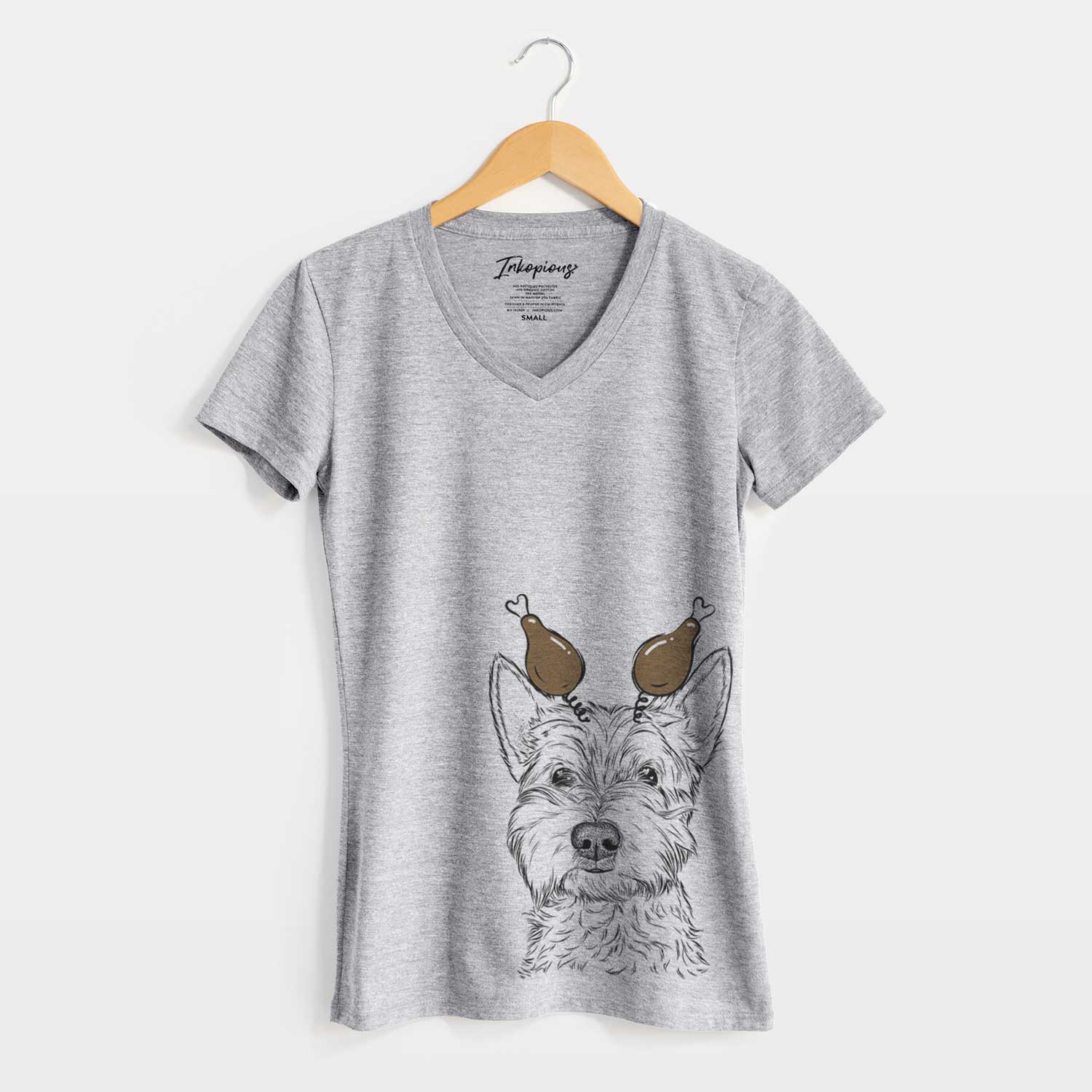 Thanksgiving Grizel the West Highland Terrier - Women's V-neck Shirt