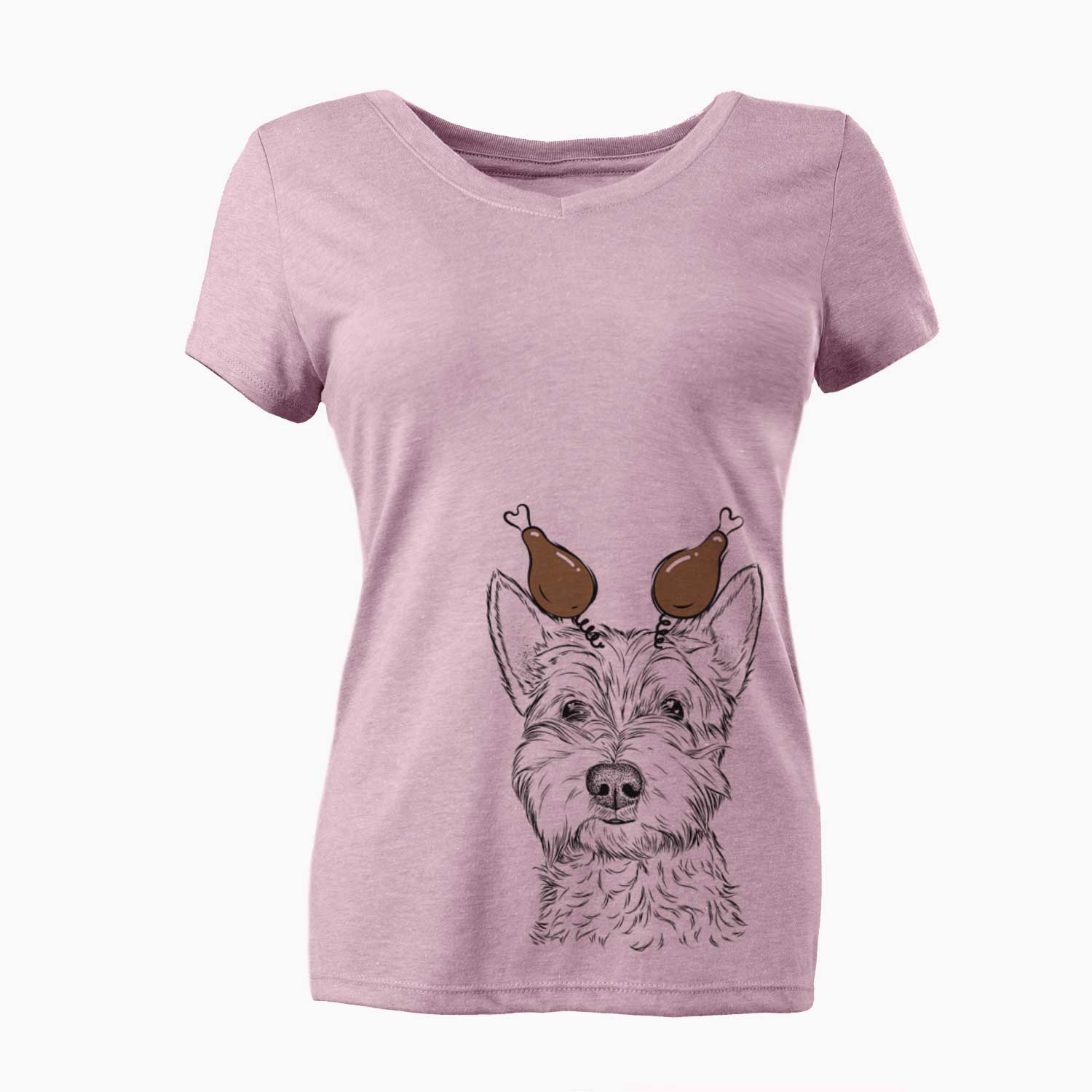 Thanksgiving Grizel the West Highland Terrier - Women's V-neck Shirt