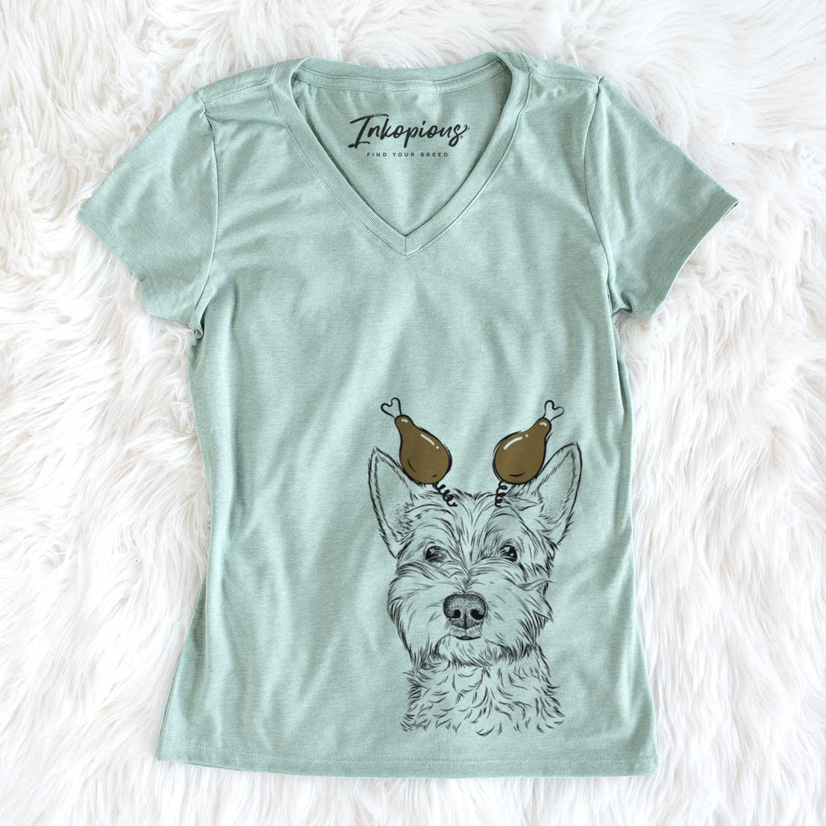 Thanksgiving Grizel the West Highland Terrier - Women&#39;s V-neck Shirt