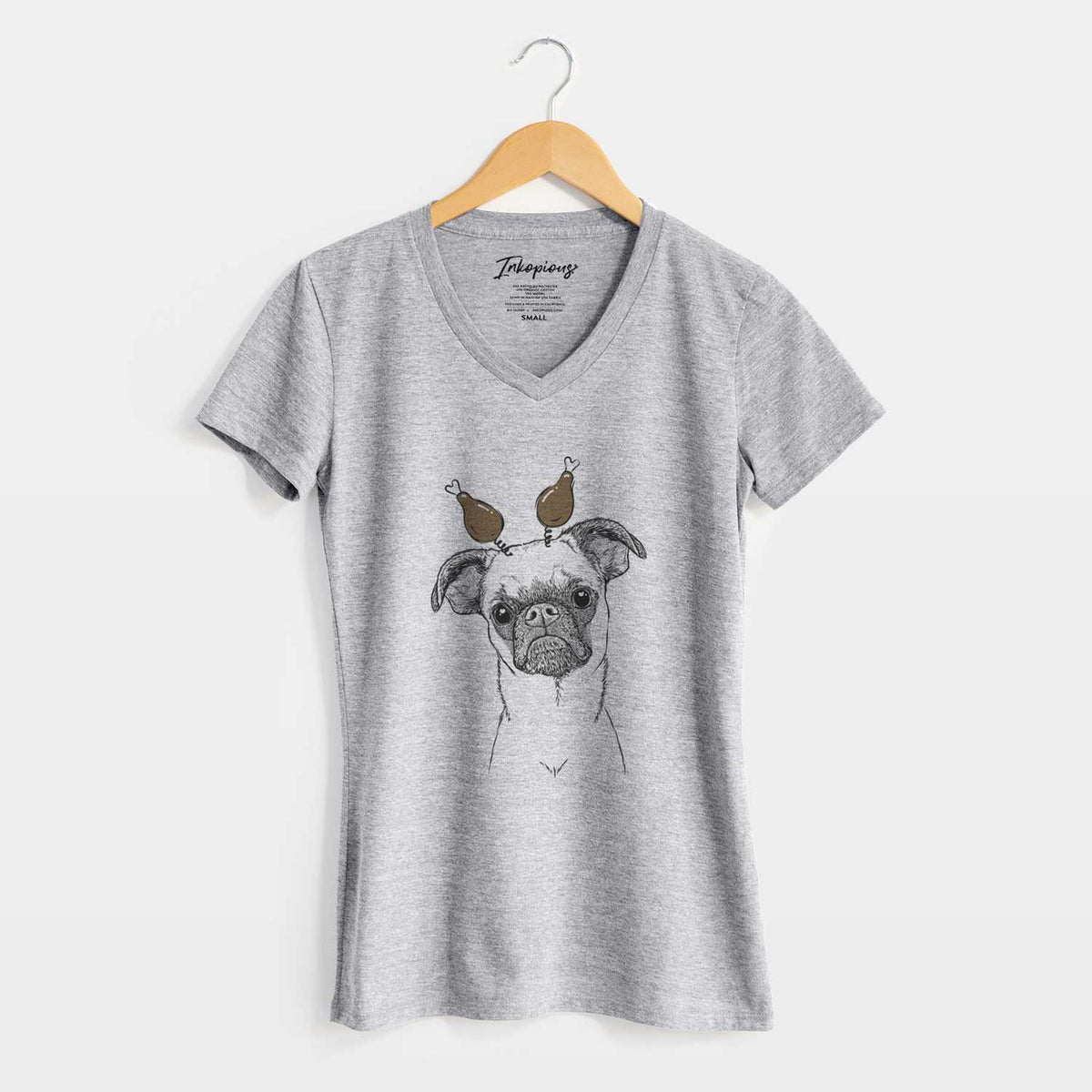 Thanksgiving Groot the Brussels Griffon - Women's V-neck Shirt