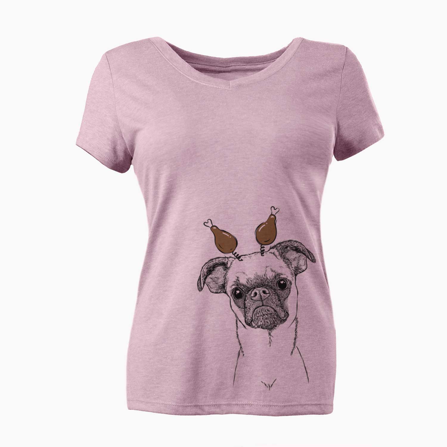 Thanksgiving Groot the Brussels Griffon - Women's V-neck Shirt