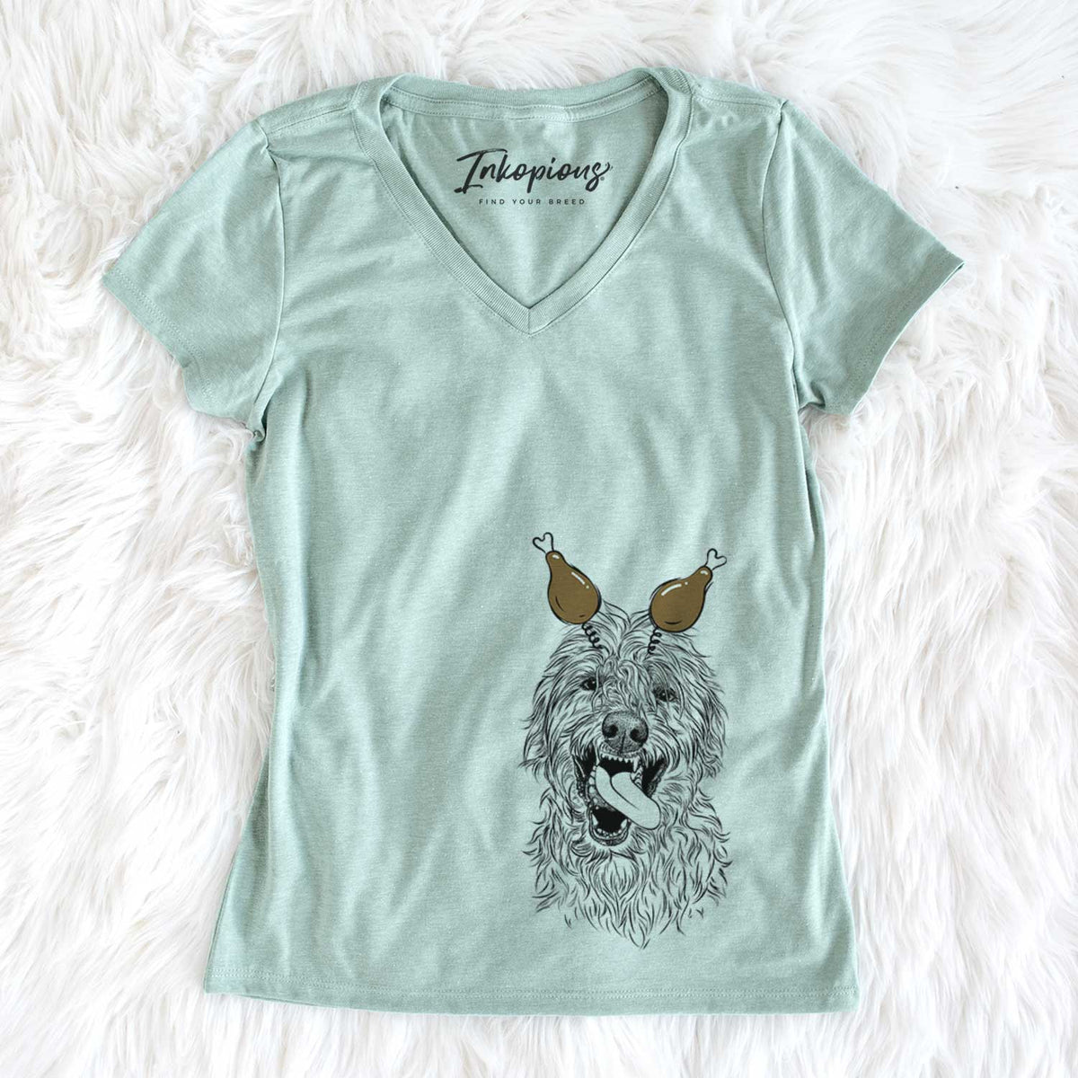 Thanksgiving Groot the Irish Wolfhound - Women&#39;s V-neck Shirt
