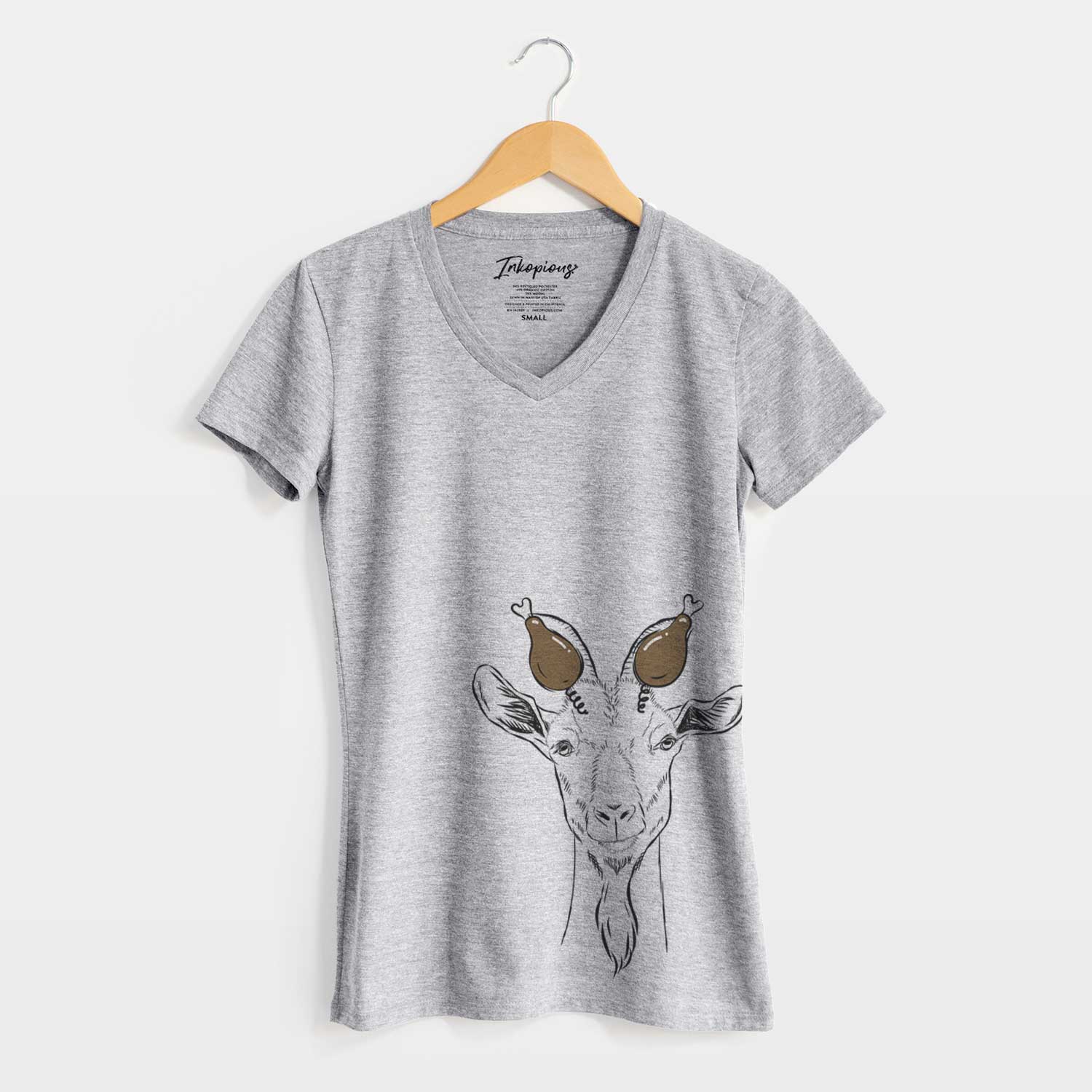 Thanksgiving Gunnar the Goat - Women's V-neck Shirt