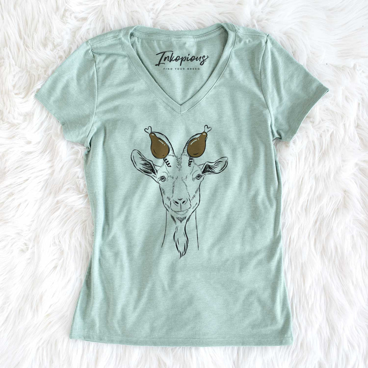 Thanksgiving Gunnar the Goat - Women's V-neck Shirt