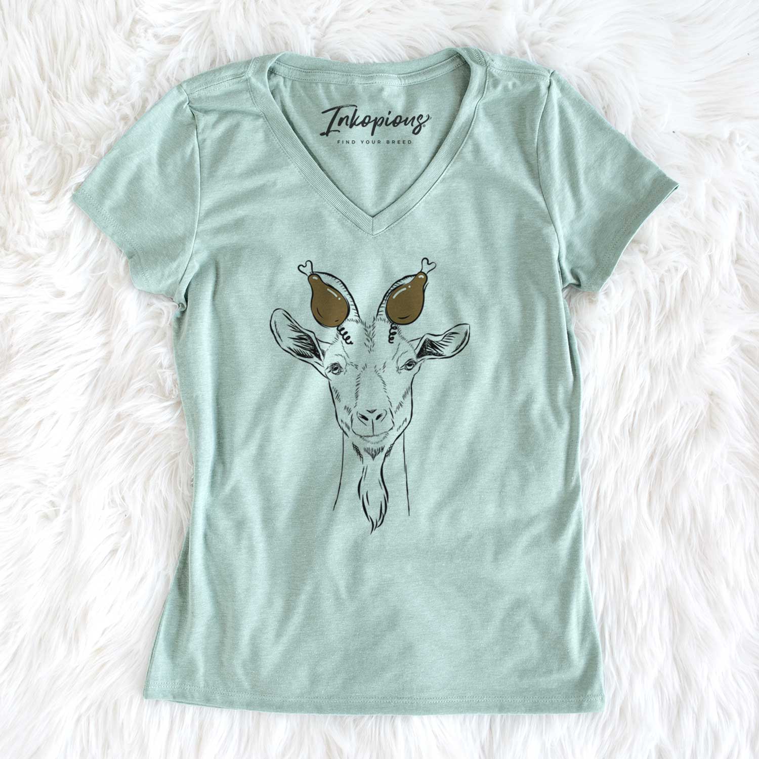 Thanksgiving Gunnar the Goat - Women's V-neck Shirt
