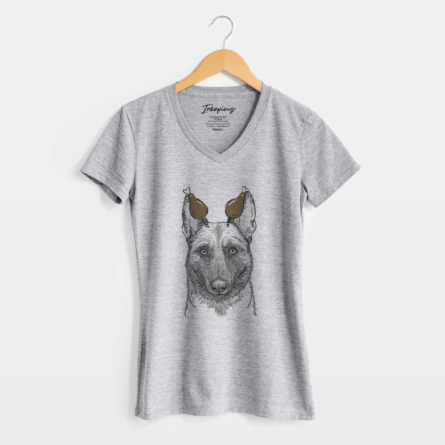 Thanksgiving Gunther the Belgian Malinois - Women's V-neck Shirt