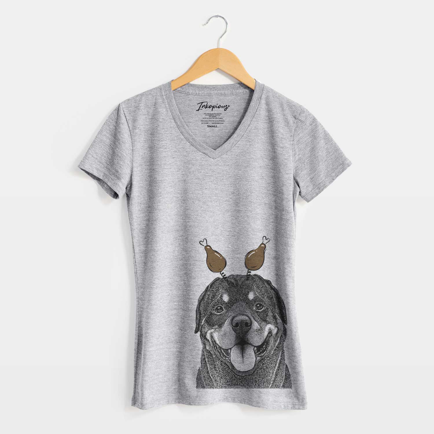 Thanksgiving Hagan the Rottweiler - Women's V-neck Shirt