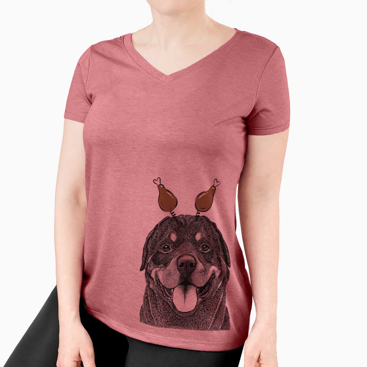 Thanksgiving Hagan the Rottweiler - Women's V-neck Shirt