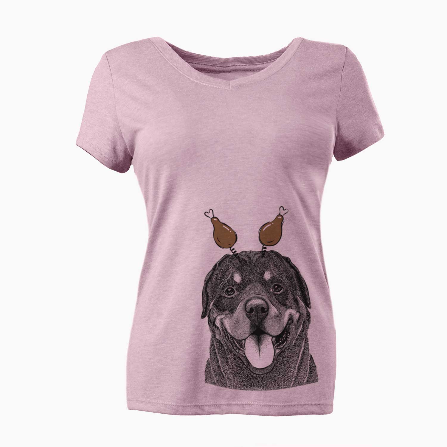 Thanksgiving Hagan the Rottweiler - Women's V-neck Shirt