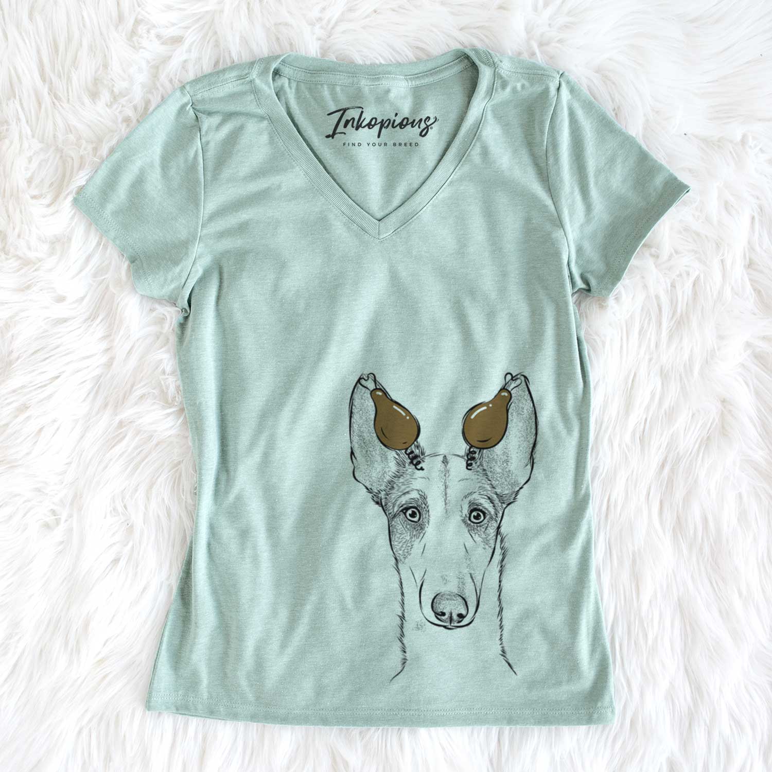 Thanksgiving Halo the Ibizan Sight Hound - Women's V-neck Shirt