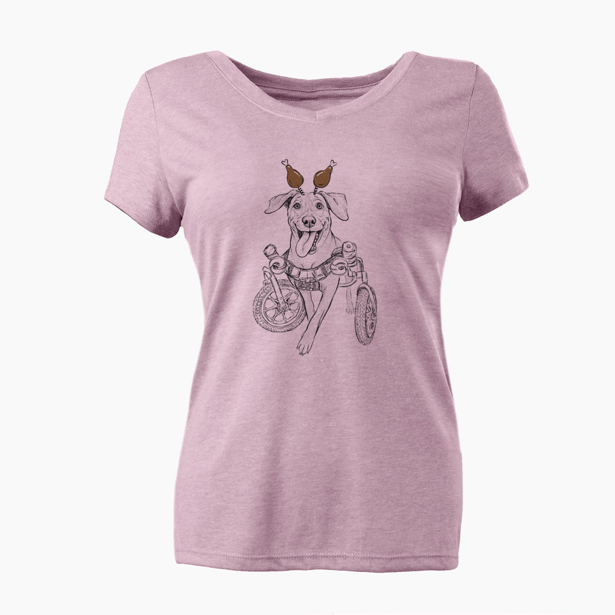 Thanksgiving Hannah the Pitbull Mix - Women's Perfect V-neck Shirt