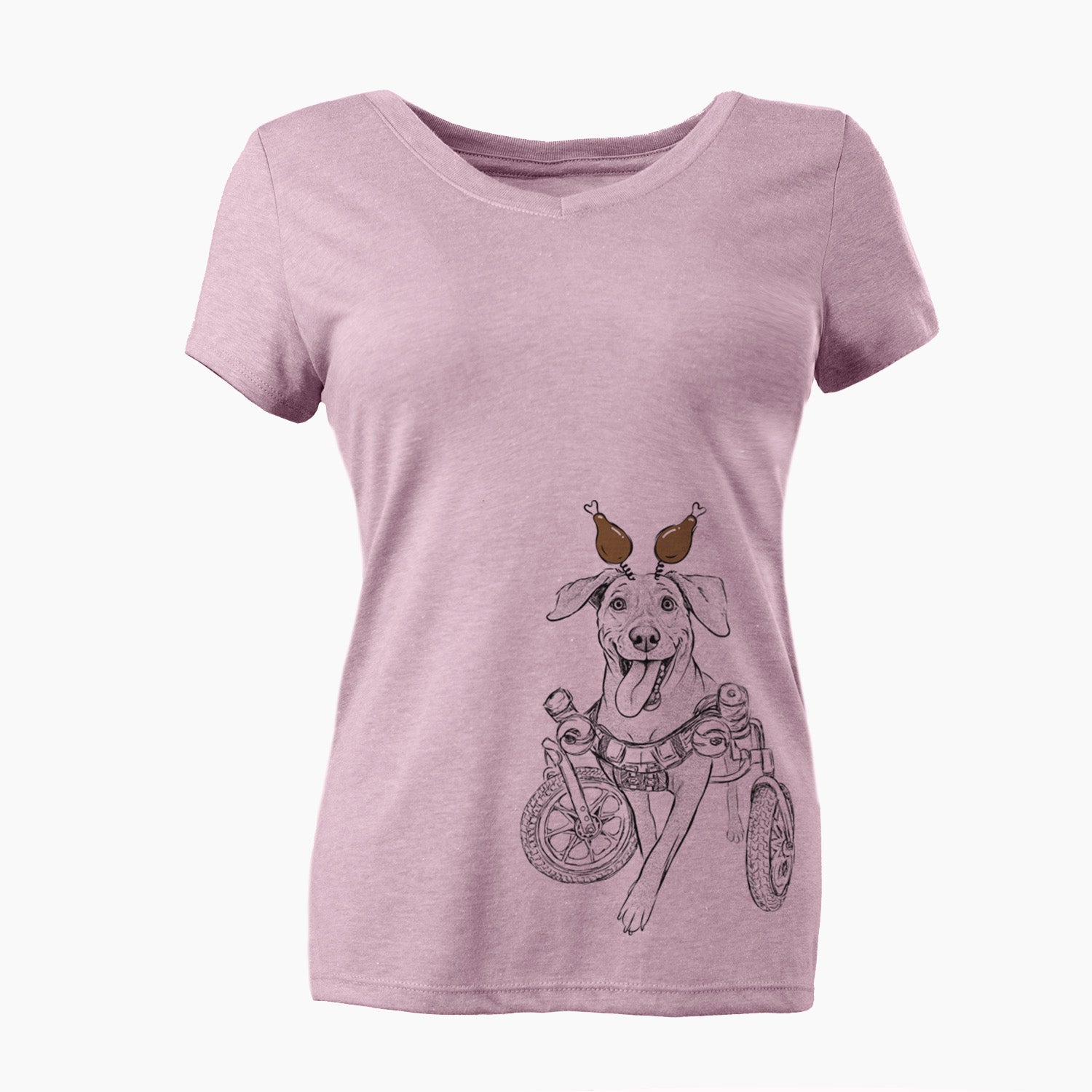 Thanksgiving Hannah the Pitbull Mix - Women's Perfect V-neck Shirt