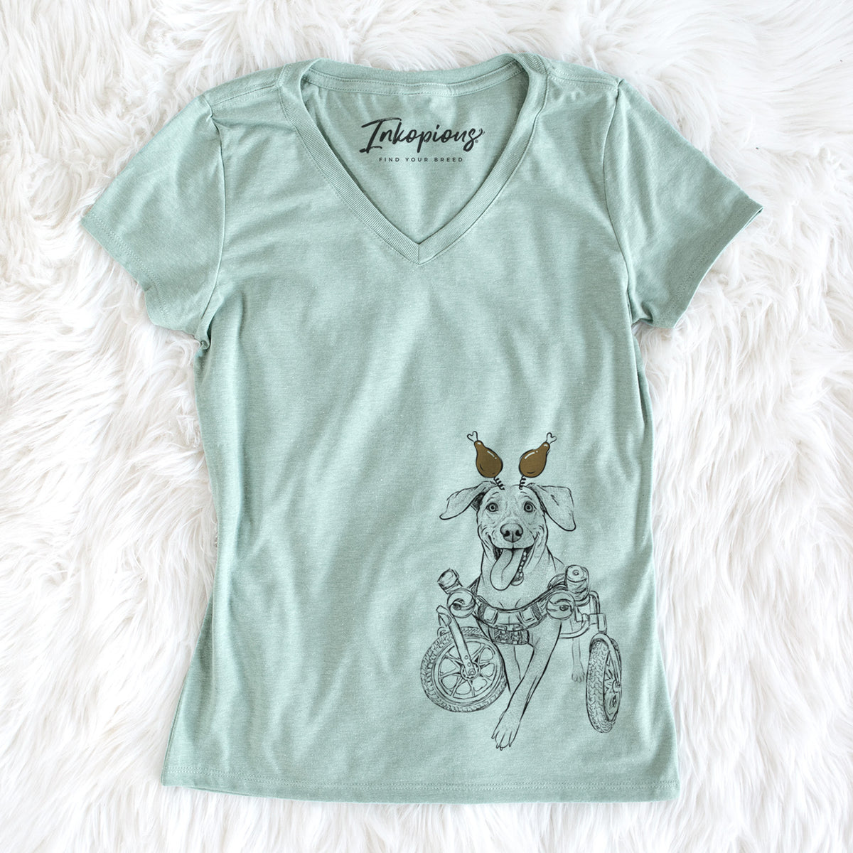 Thanksgiving Hannah the Pitbull Mix - Women&#39;s Perfect V-neck Shirt