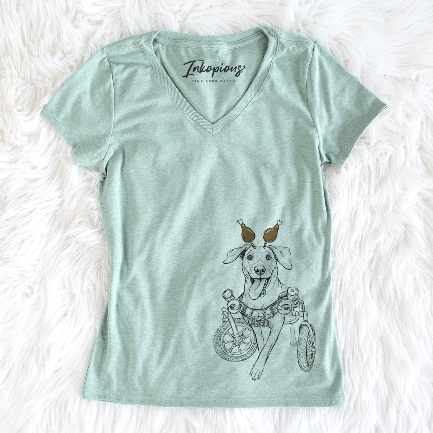 Thanksgiving Hannah the Pitbull Mix - Women's Perfect V-neck Shirt