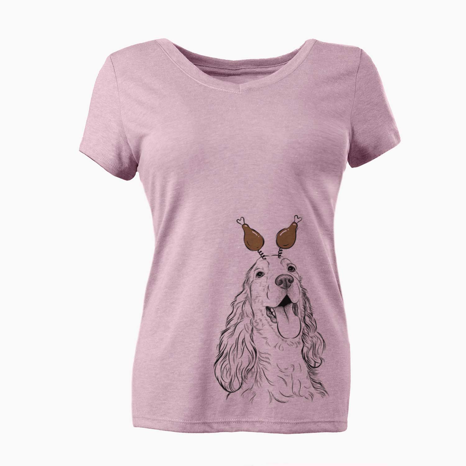 Thanksgiving Happy Henry the English Cocker Spaniel - Women's V-neck Shirt