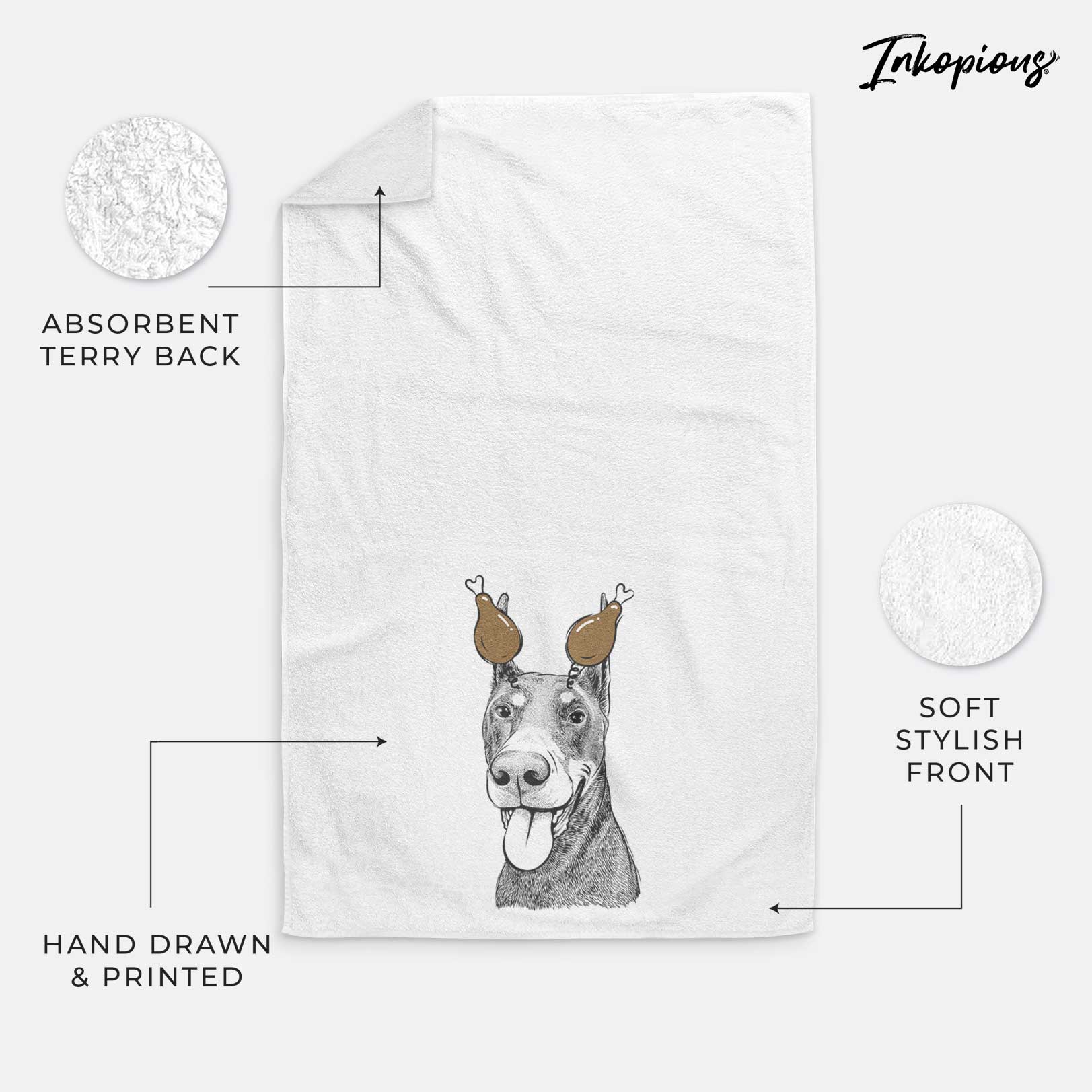 Happy Sunny the Doberman Pinscher Decorative Hand Towel