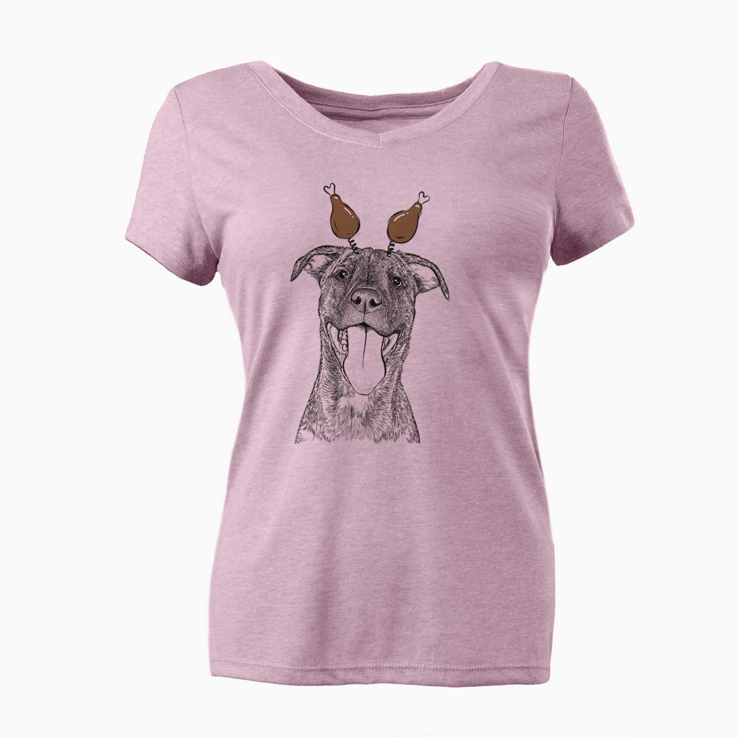 Thanksgiving Harley the Pitbull Mix - Women's V-neck Shirt