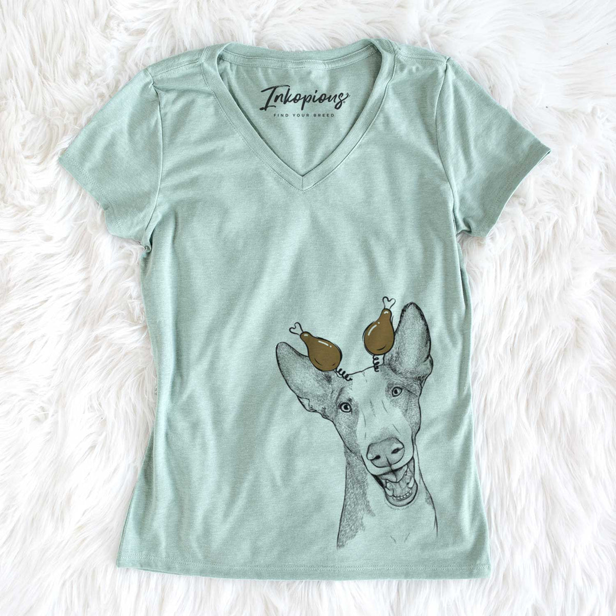 Thanksgiving Havok the Ibizan Hound - Women&#39;s V-neck Shirt