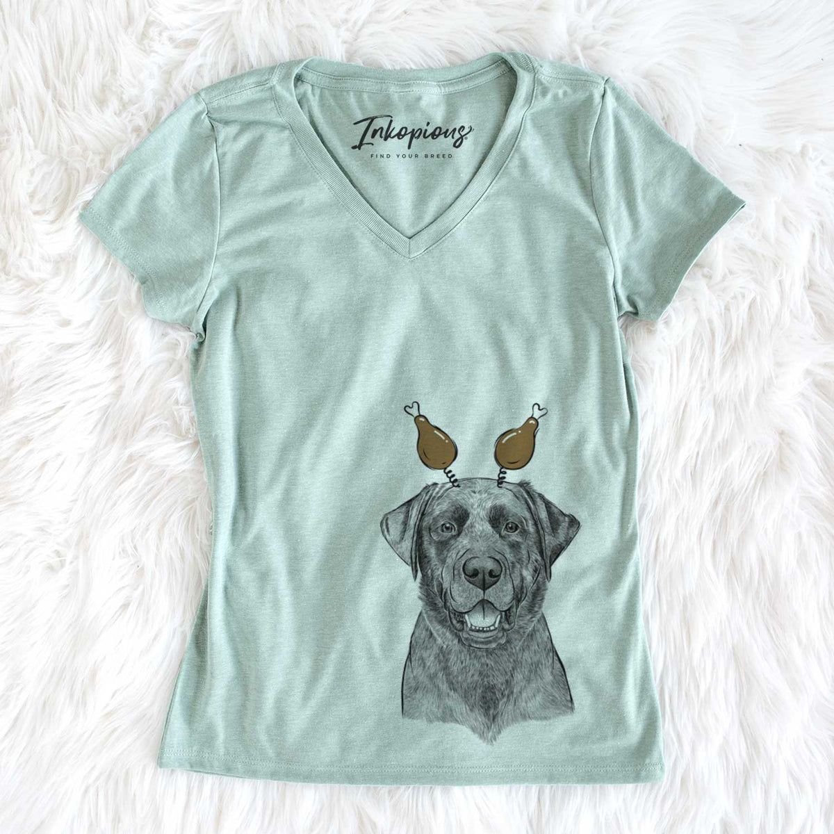 Thanksgiving Heath the Black Lab - Women&#39;s V-neck Shirt