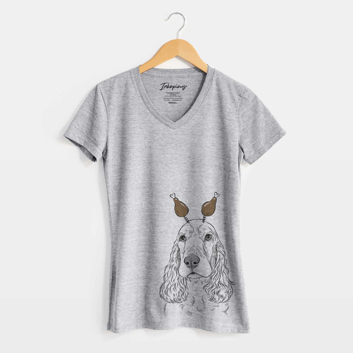 Thanksgiving Henry the English Cocker Spaniel - Women's V-neck Shirt