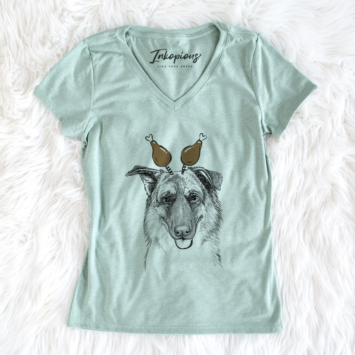 Thanksgiving Henry the German Shepherd - Women's Perfect V-neck Shirt
