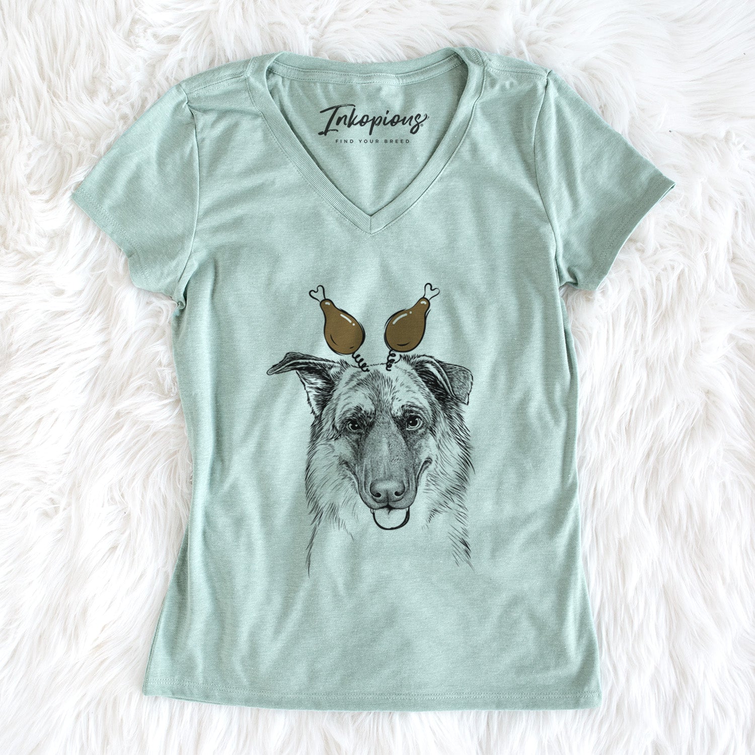 Thanksgiving Henry the German Shepherd - Women's Perfect V-neck Shirt