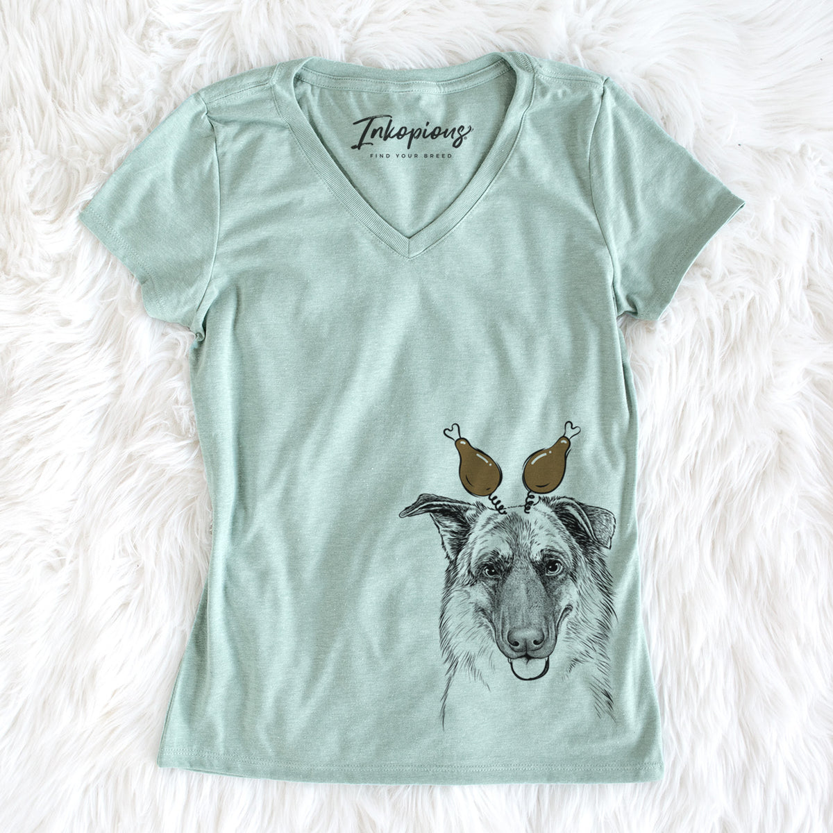 Thanksgiving Henry the German Shepherd - Women&#39;s Perfect V-neck Shirt