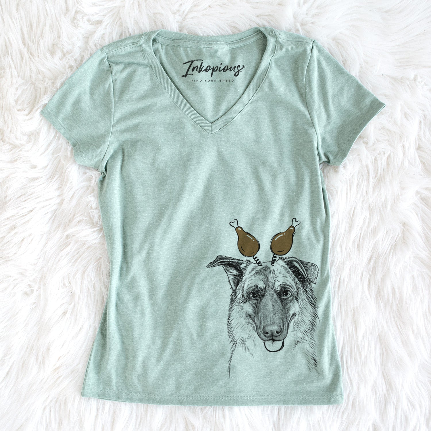 Thanksgiving Henry the German Shepherd - Women's Perfect V-neck Shirt