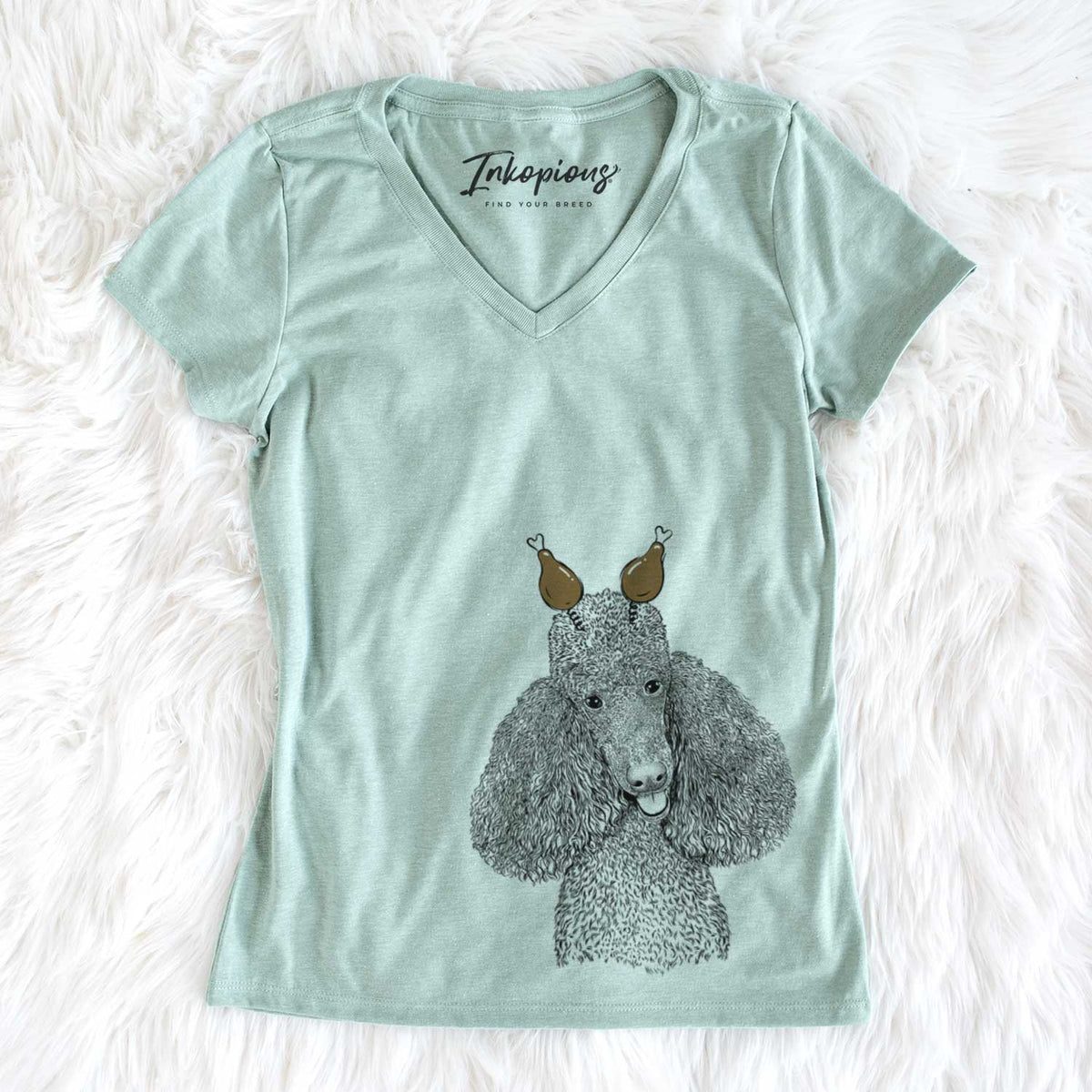 Thanksgiving Henry the Standard Poodle - Women&#39;s V-neck Shirt