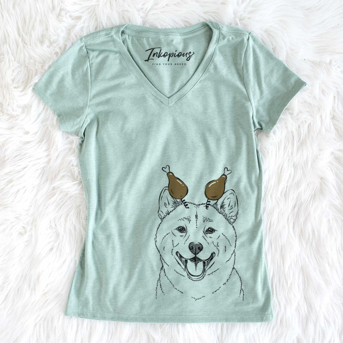 Thanksgiving Hiro the Shiba Inu - Women&#39;s V-neck Shirt