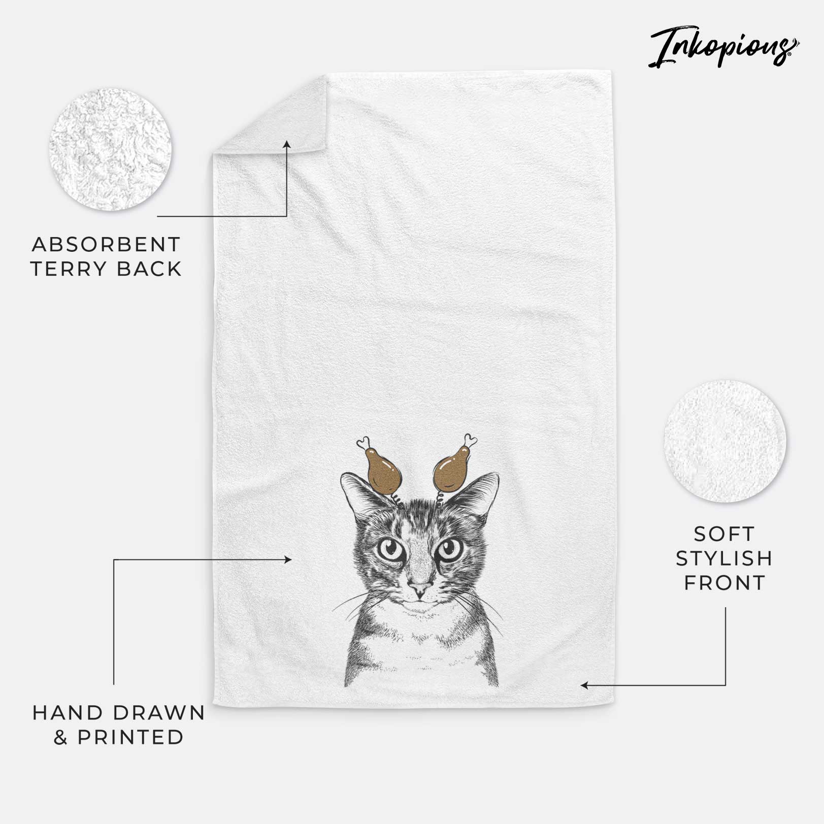 Hobbes the Tabby Cat Decorative Hand Towel