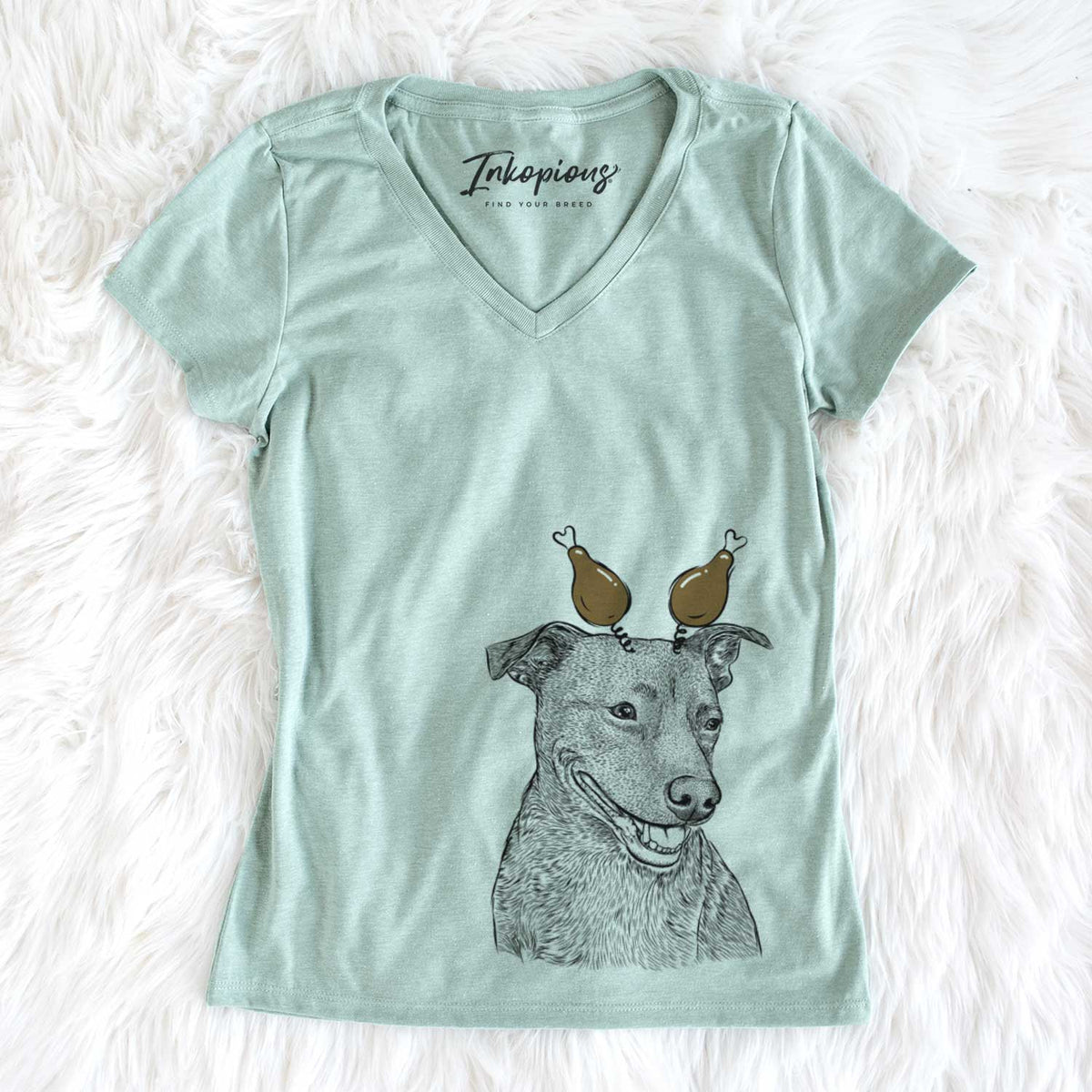 Thanksgiving Honey the Lab Pit Mix - Women&#39;s V-neck Shirt