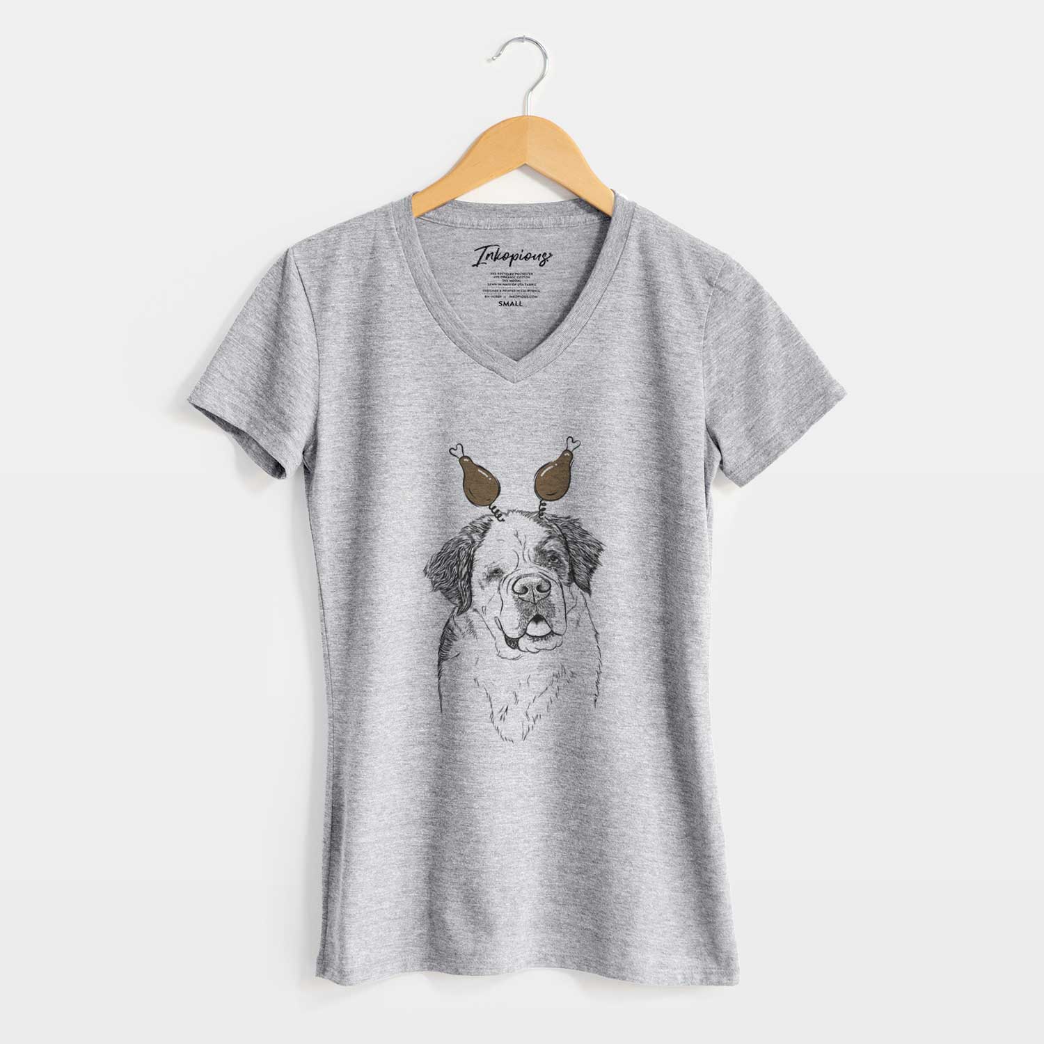 Thanksgiving Hook the Saint Bernard - Women's V-neck Shirt