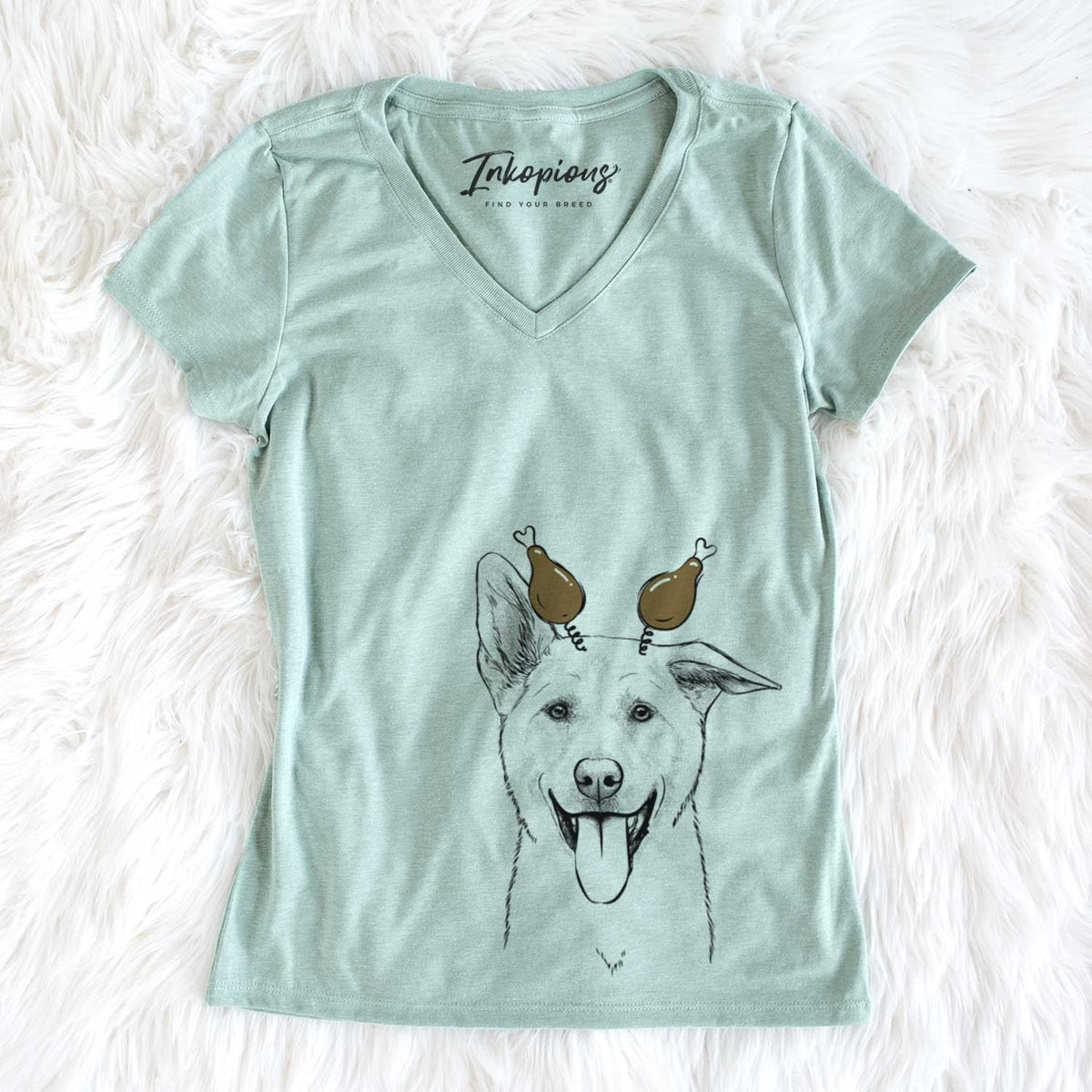 Thanksgiving Hoya the Korean Jindo - Women&#39;s V-neck Shirt