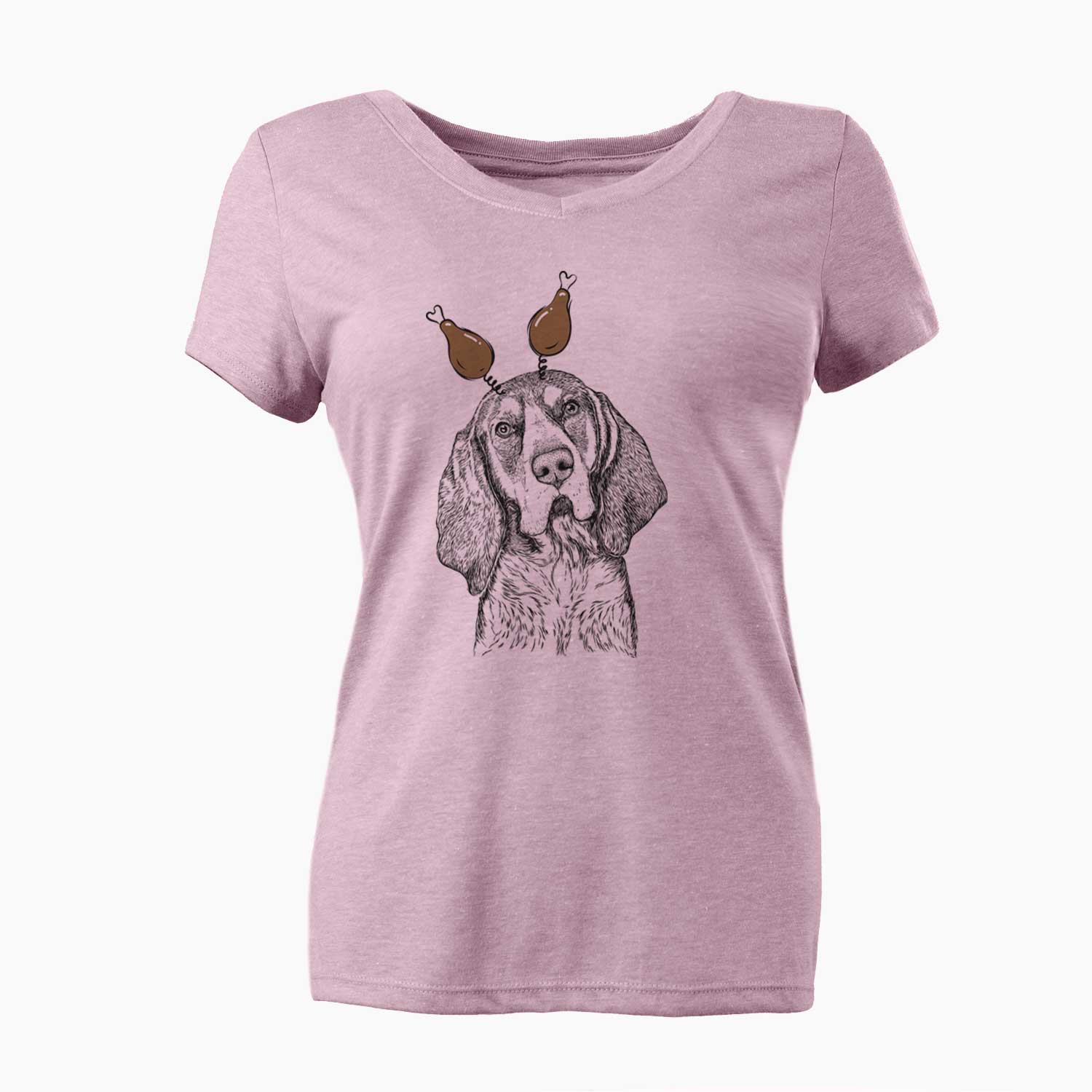 Thanksgiving Huck the Bluetick Coonhound - Women's V-neck Shirt