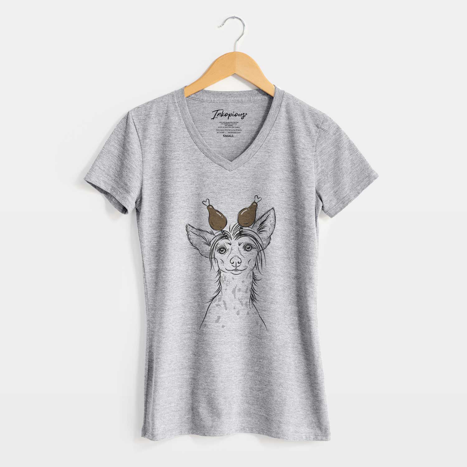 Thanksgiving Hudson the Chinese Crested - Women's V-neck Shirt