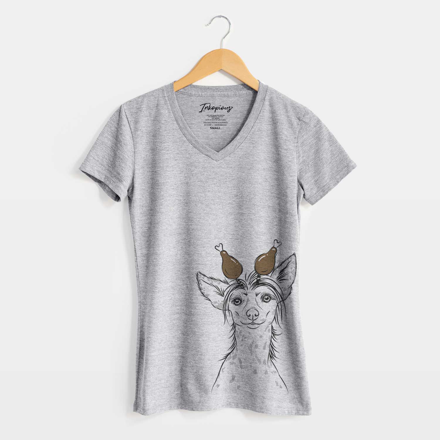 Thanksgiving Hudson the Chinese Crested - Women's V-neck Shirt