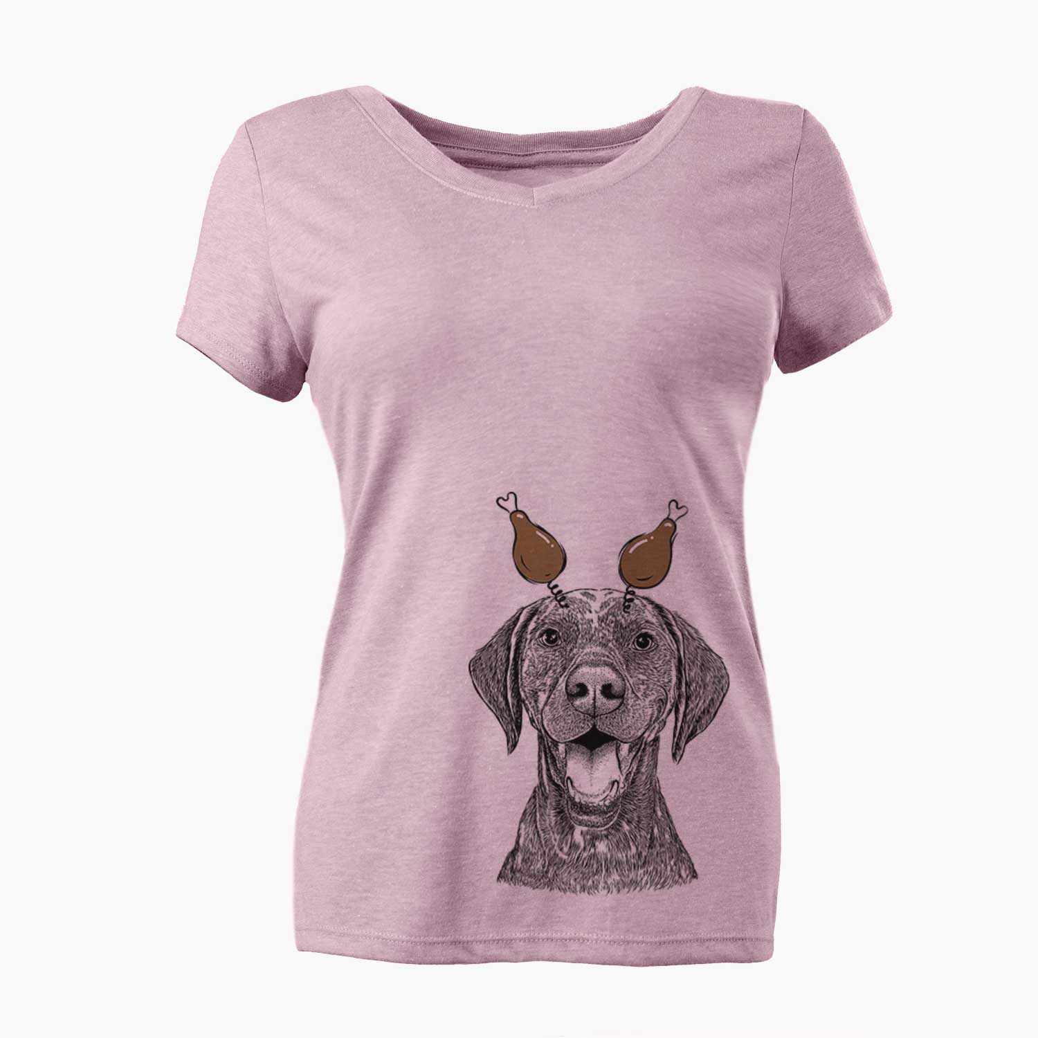 Thanksgiving Hudson the German Shorthaired Pointer - Women's V-neck Shirt