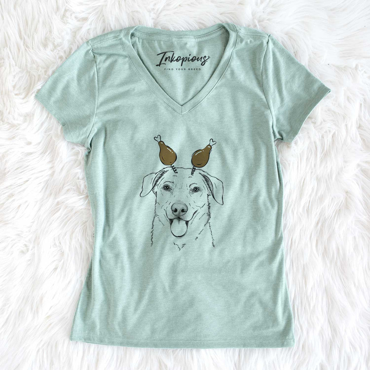 Thanksgiving Hudson the Shepherd - Women's V-neck Shirt