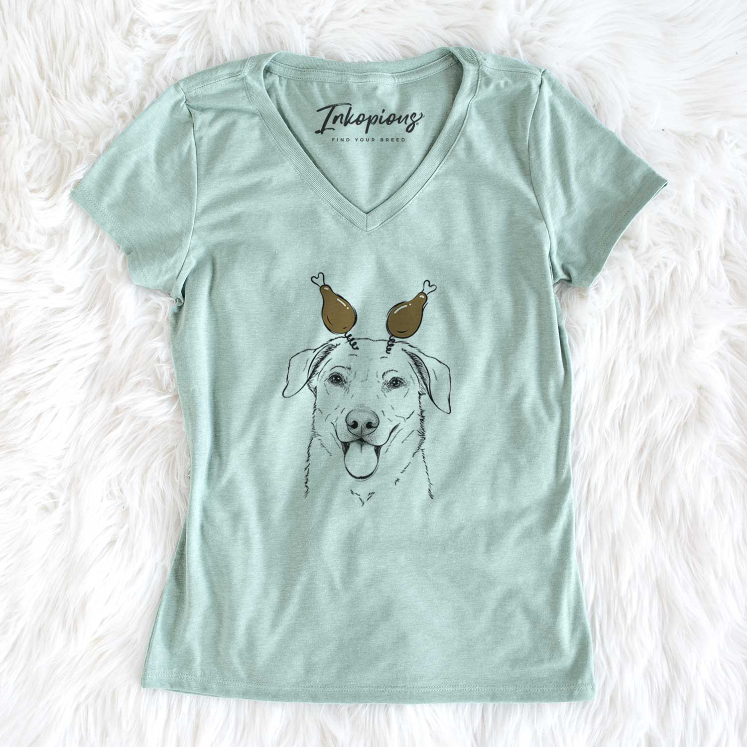 Thanksgiving Hudson the Shepherd - Women's V-neck Shirt