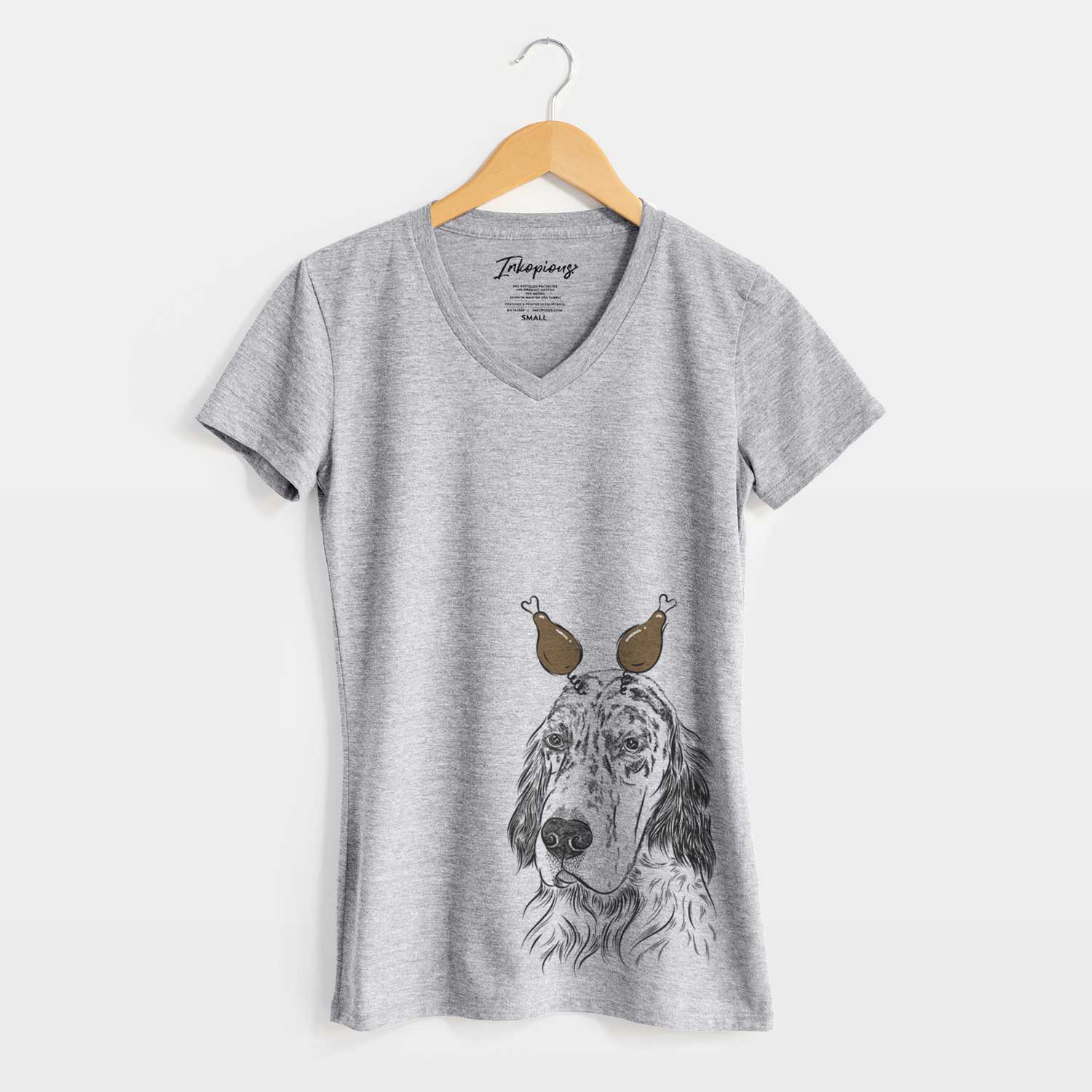 Thanksgiving Hutch the English Setter - Women's V-neck Shirt