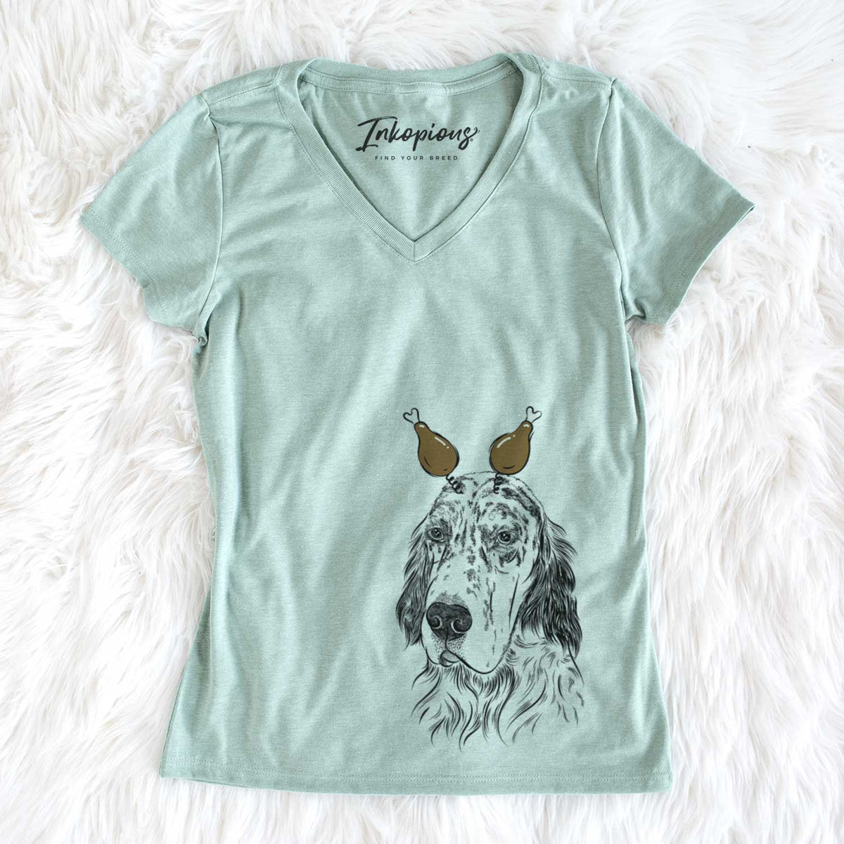 Thanksgiving Hutch the English Setter - Women&#39;s V-neck Shirt