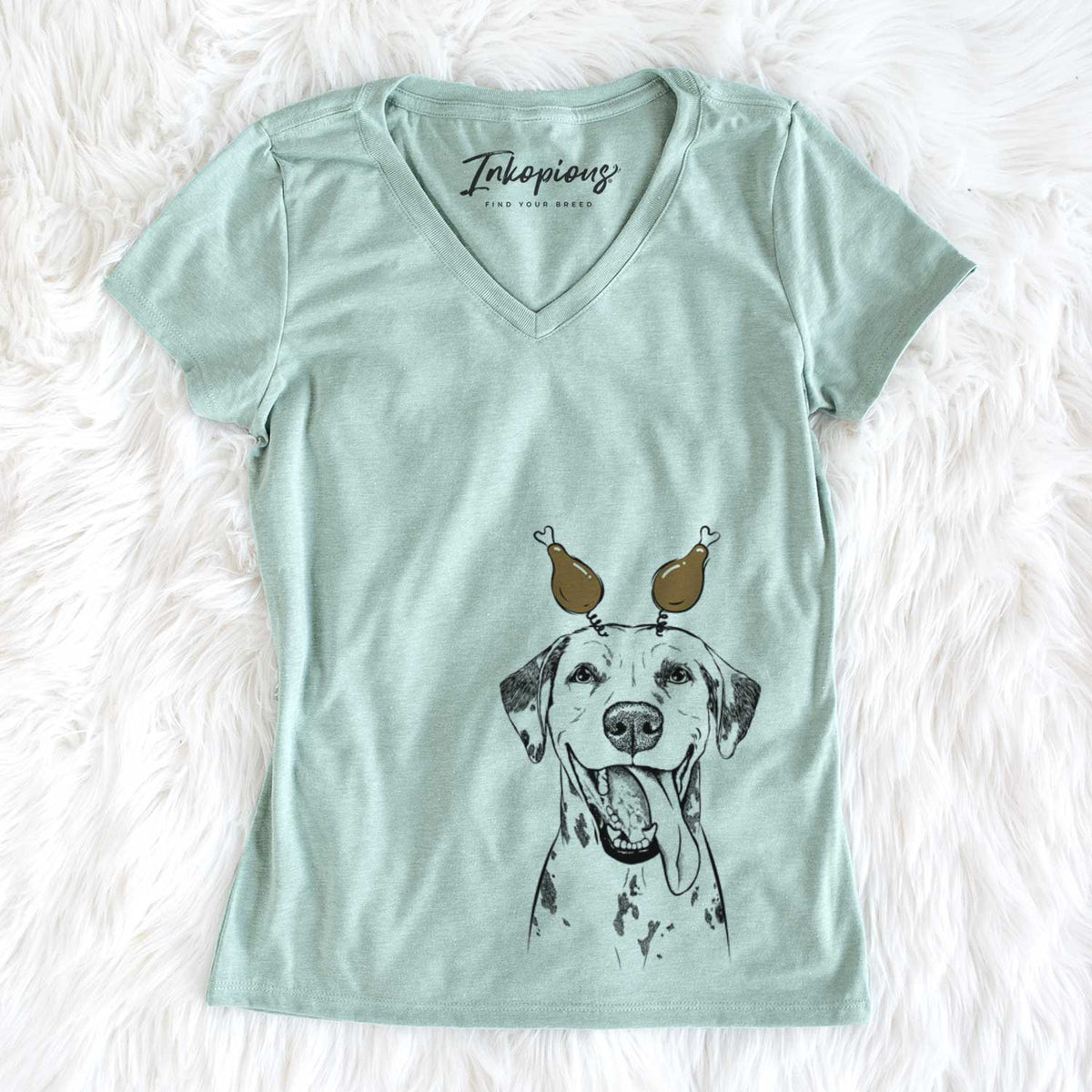 Thanksgiving Hydro the Dalmatian - Women&#39;s V-neck Shirt