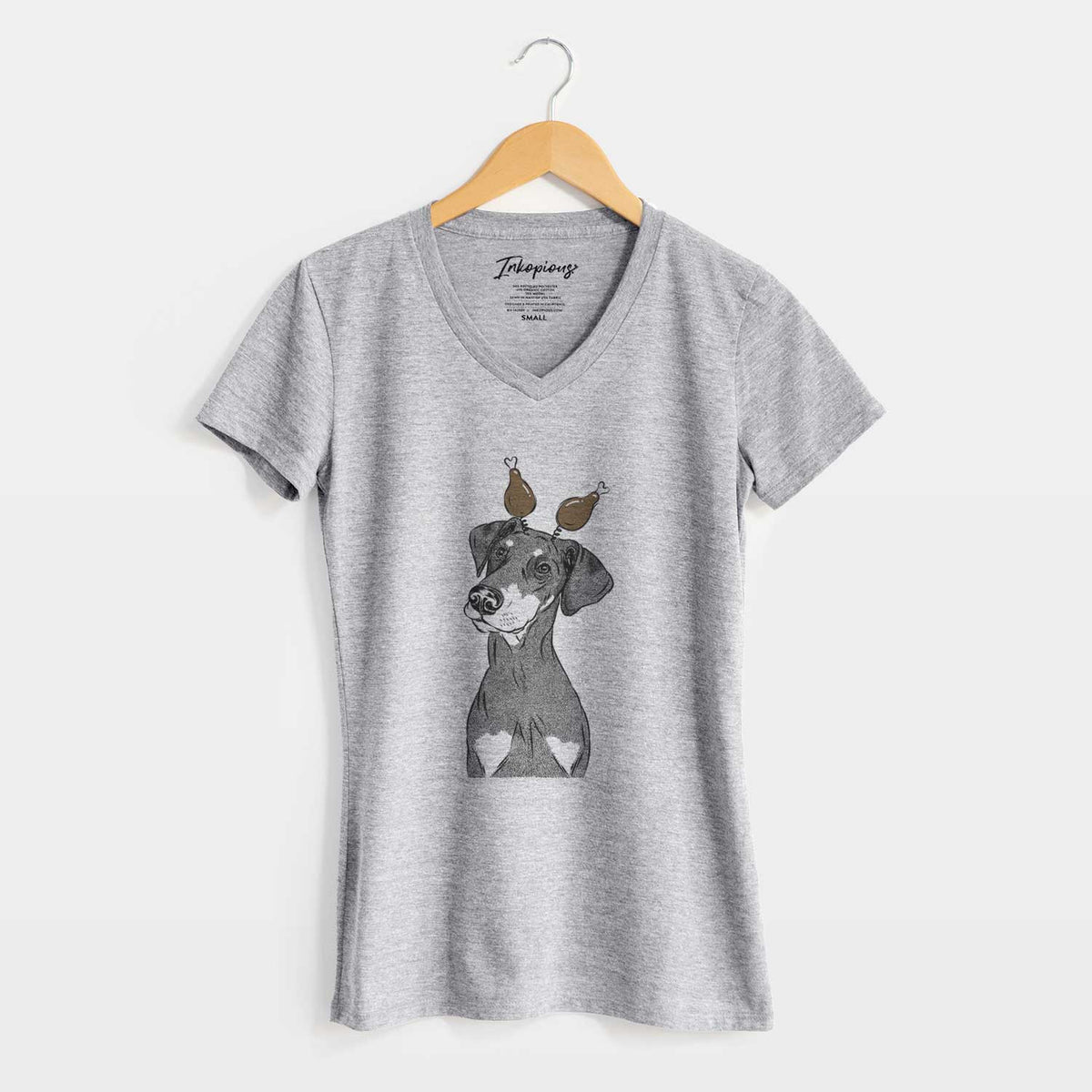Thanksgiving Iroh the Doberman Pinscher - Women's V-neck Shirt
