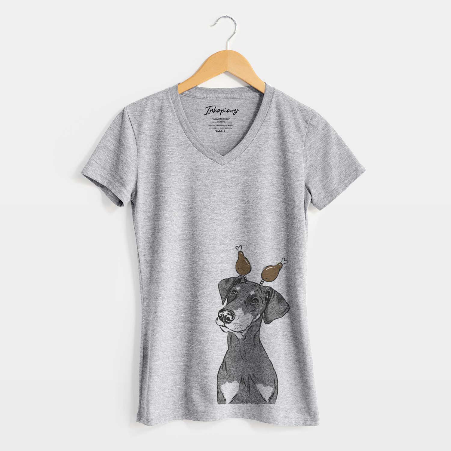 Thanksgiving Iroh the Doberman Pinscher - Women's V-neck Shirt