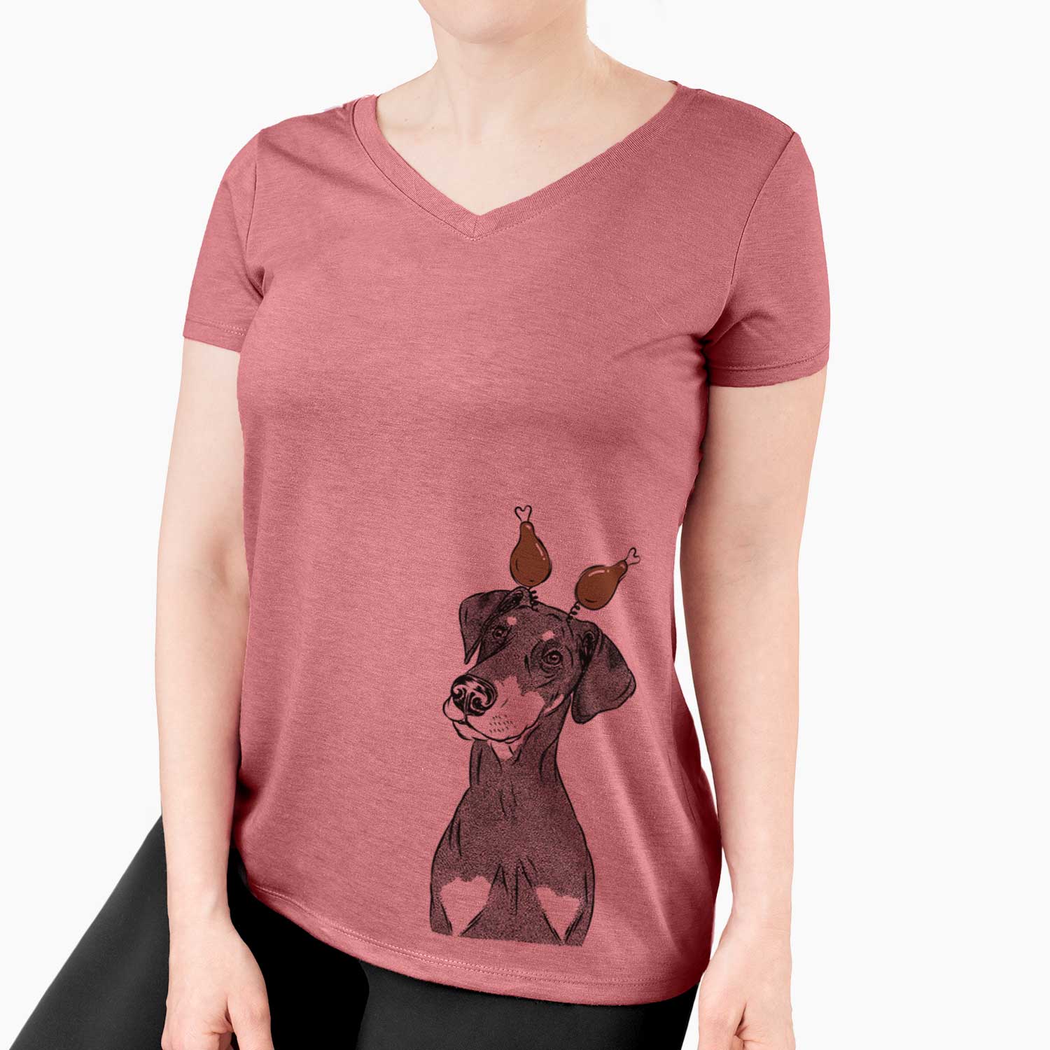 Thanksgiving Iroh the Doberman Pinscher - Women's V-neck Shirt