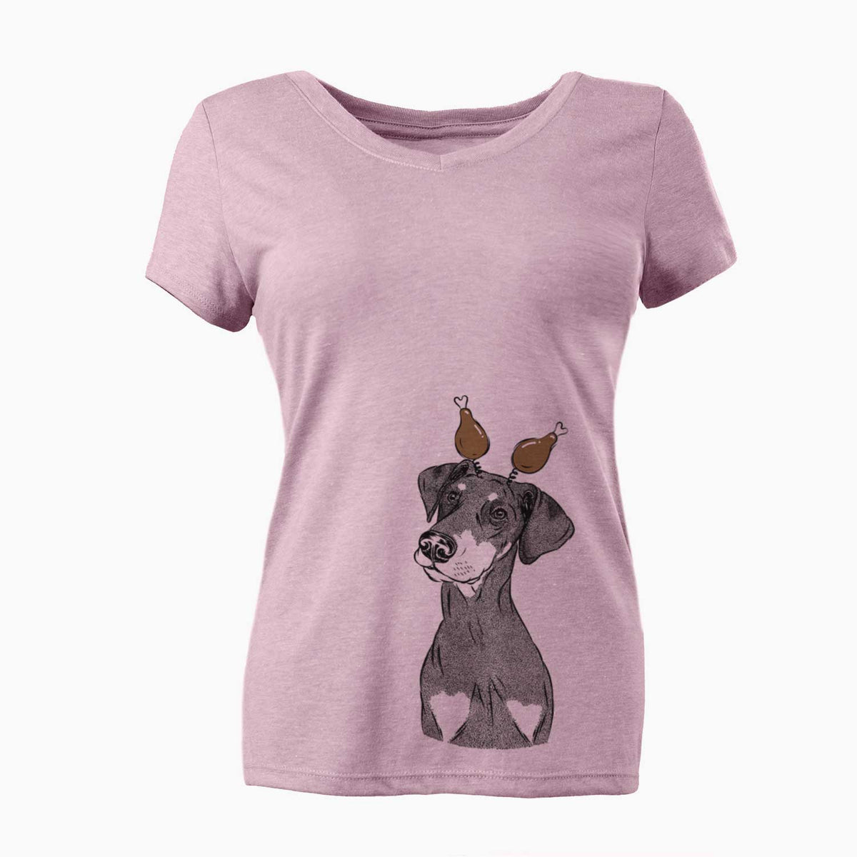 Thanksgiving Iroh the Doberman Pinscher - Women's V-neck Shirt