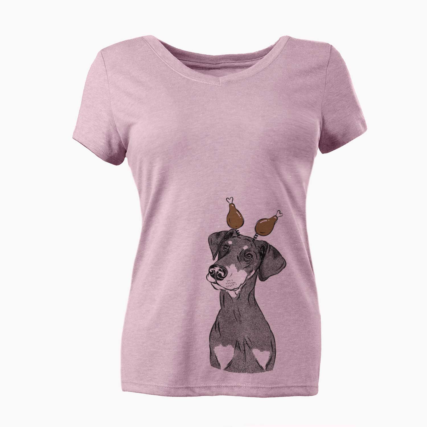 Thanksgiving Iroh the Doberman Pinscher - Women's V-neck Shirt